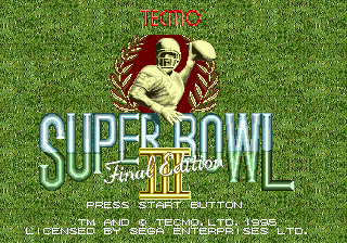 Tecmo Super Bowl III - Final Edition (USA) Title Screen